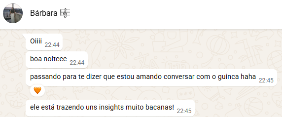 Depoimento de Bárbara Vitória usando o Guinca