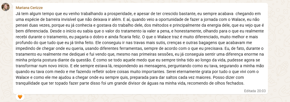 Depoimento de Mariana Cerizze